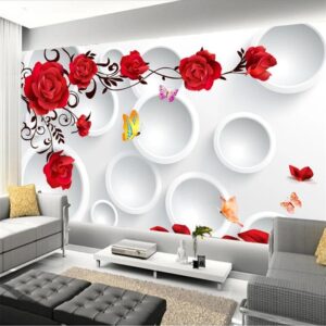 beibehang-Custom-wallpaper-3D-mural-circle-rose-romantic-love-background-wall-living-room-bedroom-wall-papers